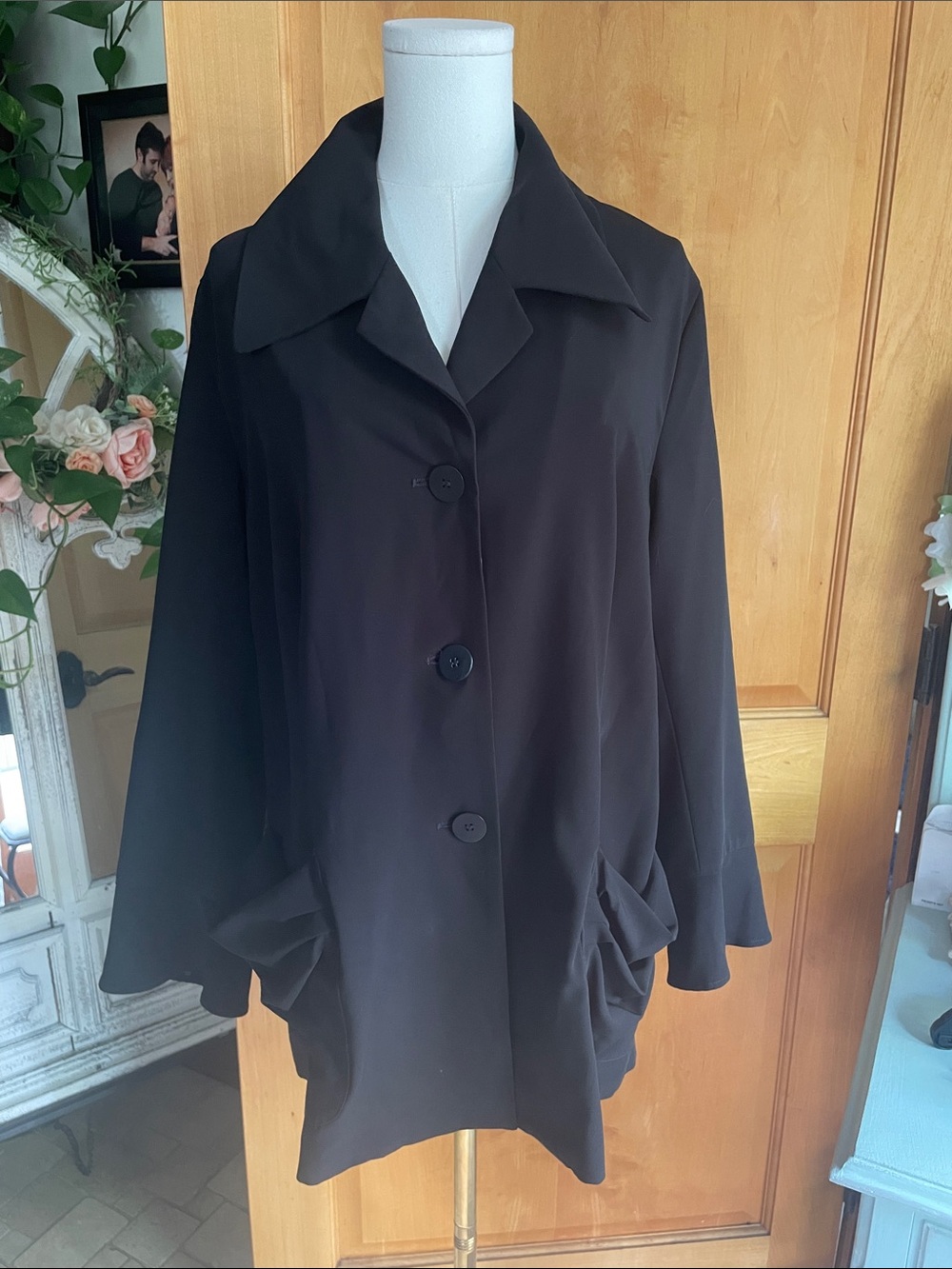 ISCHIKO Classic Black Women's Coat Jacket Size 14 FR 46